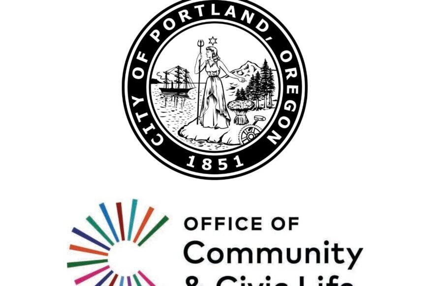logos: city of Portland Oregon, Office of Community and Civic Life